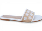 Women's White Floral Raffia Sandal