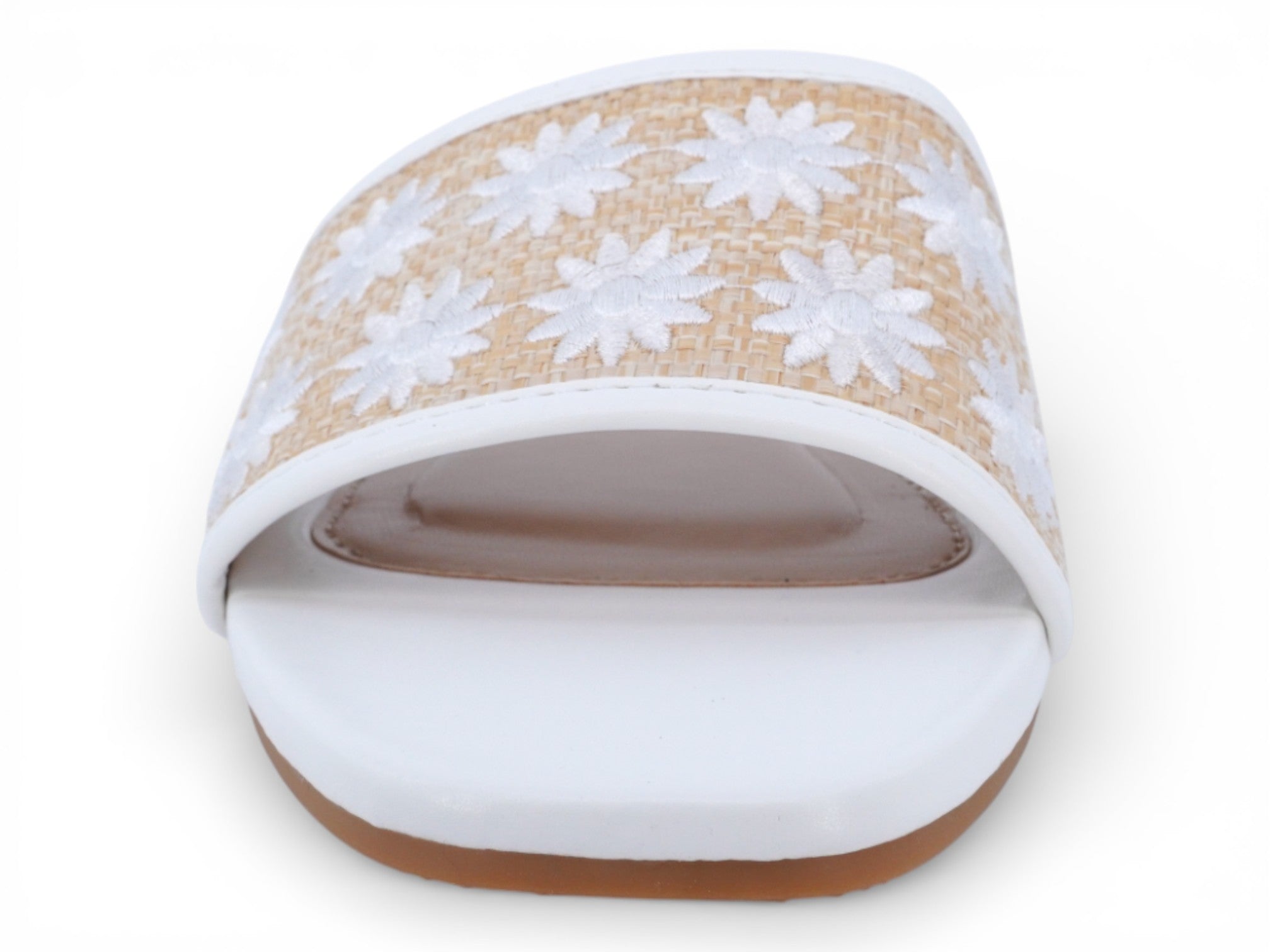 Women's White Floral Raffia Sandal