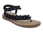 Women's Black Floral Padded Sandal