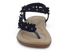 Women's Black Floral Padded Sandal
