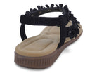 Women's Black Floral Padded Sandal