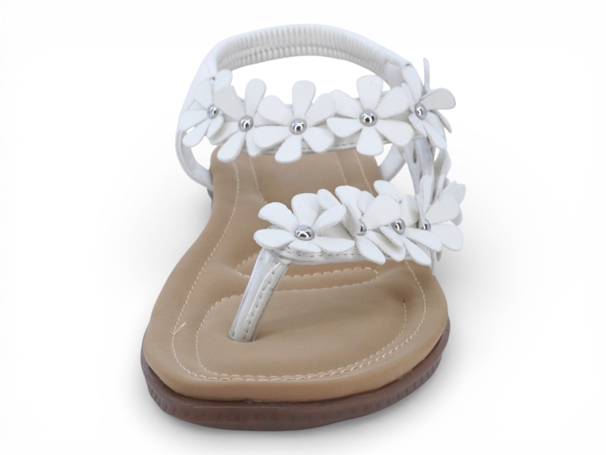 Women's White Floral Padded Sandal