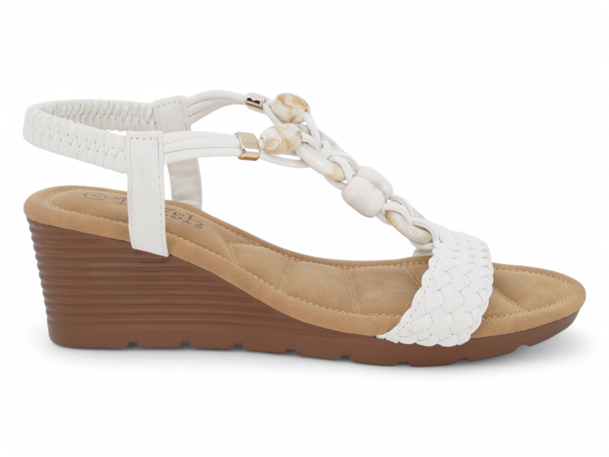 Women's White Shell Wedge