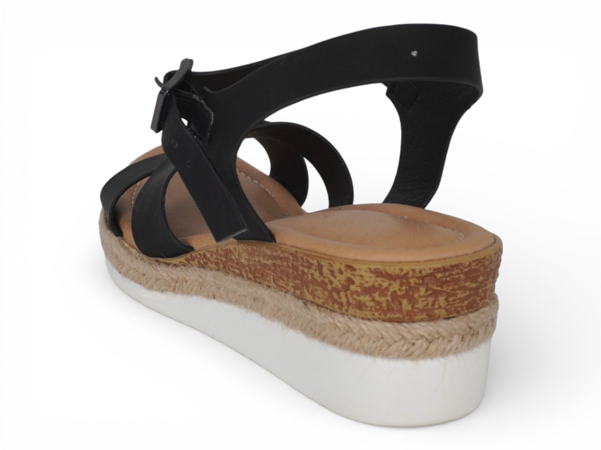 Women's Black Cross Strap Leighton Wedge