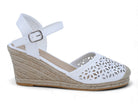 Women's White Flower Espadrille Wedge