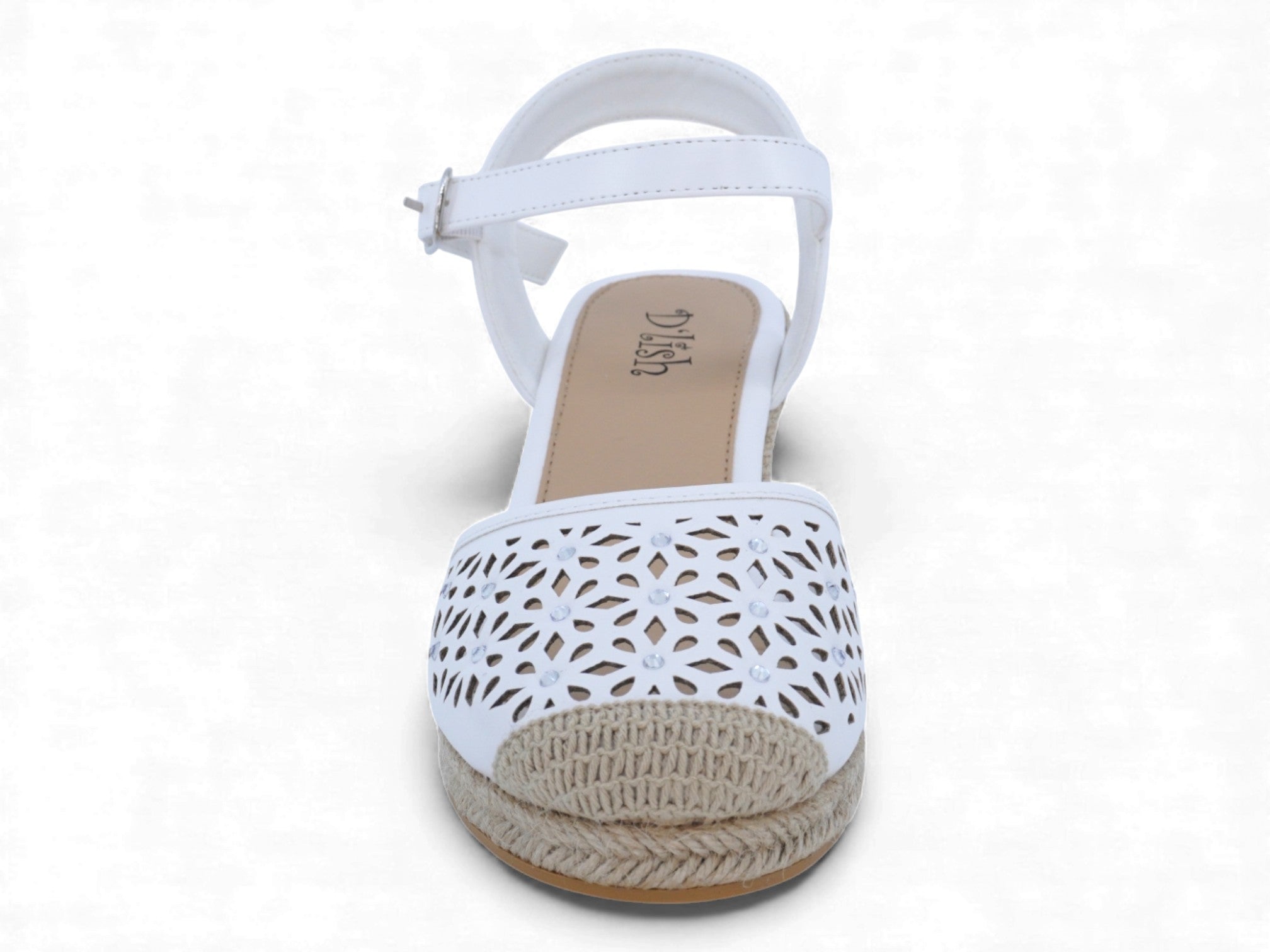 Women's White Flower Espadrille Wedge
