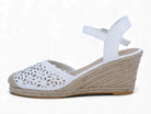 Women's White Flower Espadrille Wedge