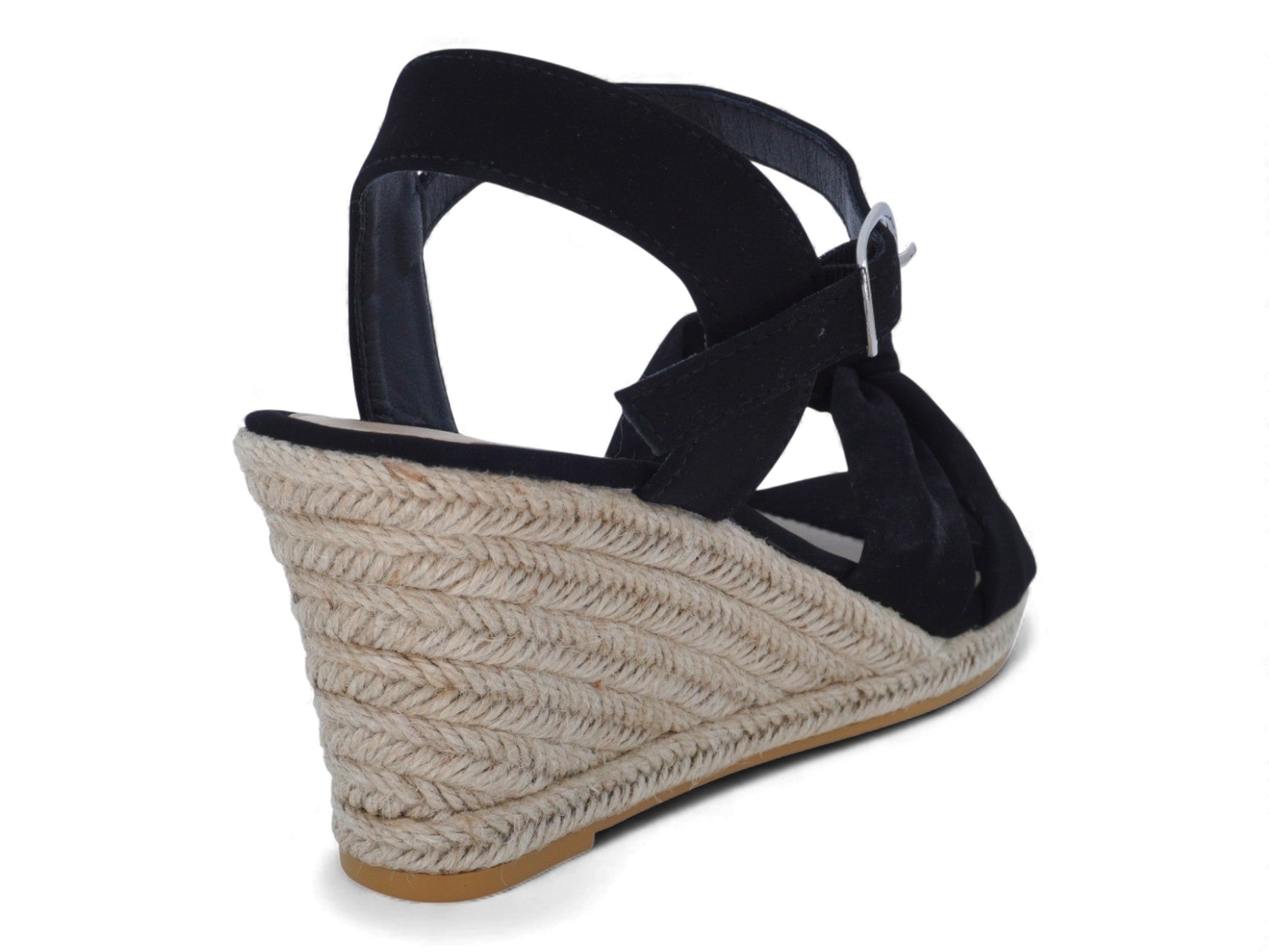 Women's Black Knotted Espadrille Wedge