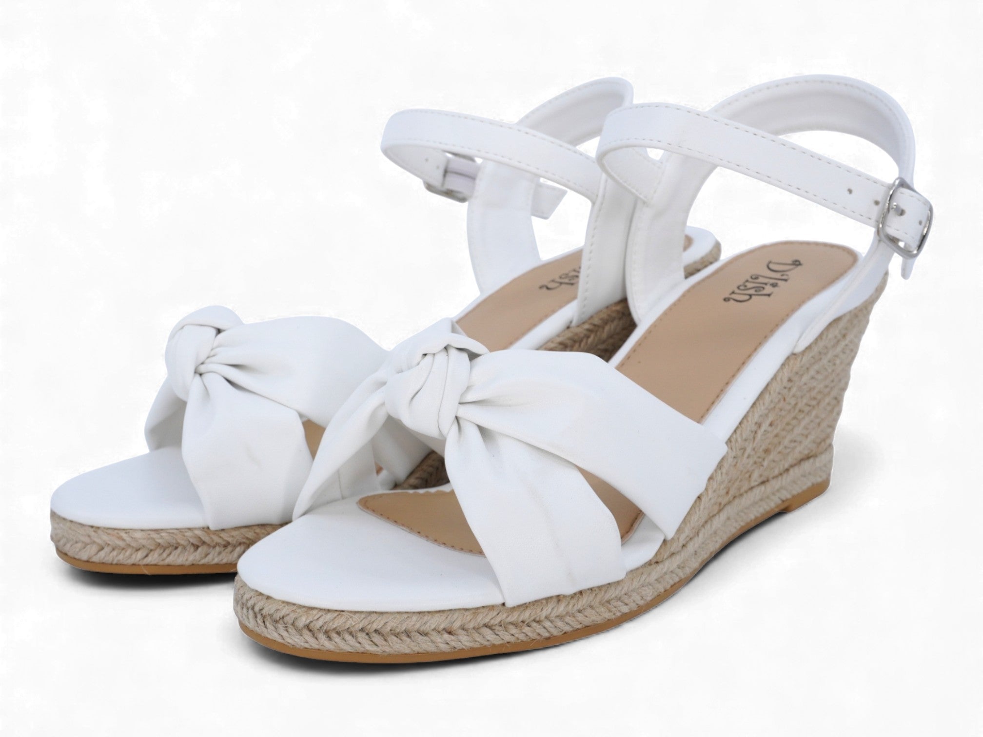 Women's White Knotted Espadrille Wedge