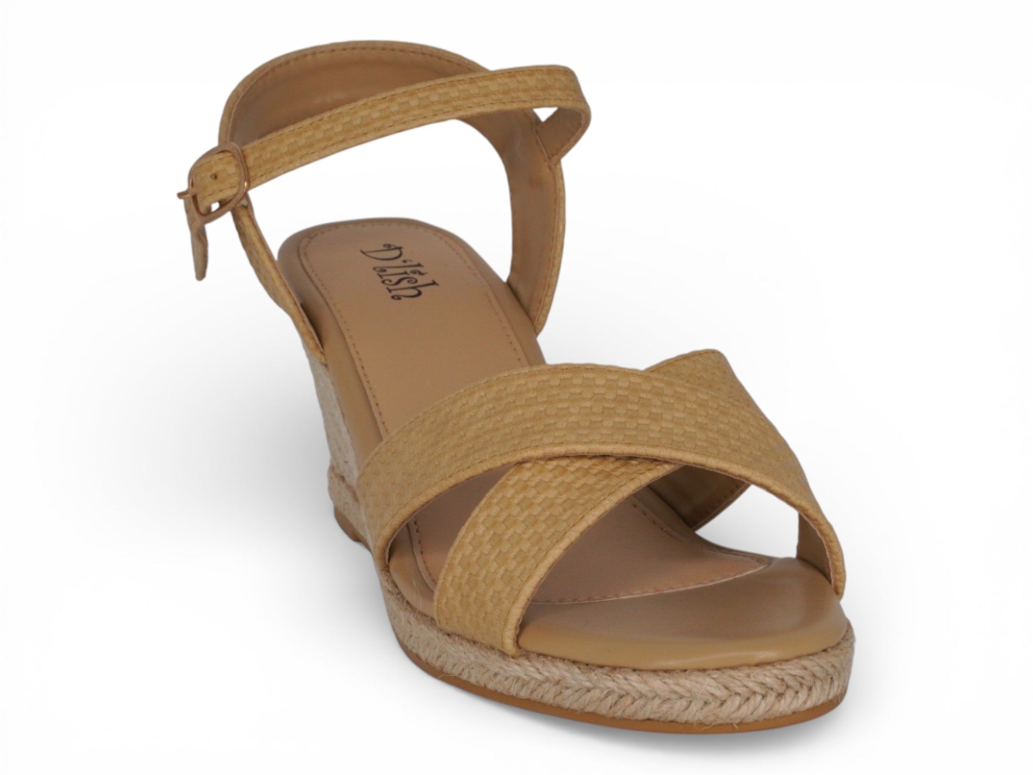 Women's Tan Faux Raffia Espadrille Wedge