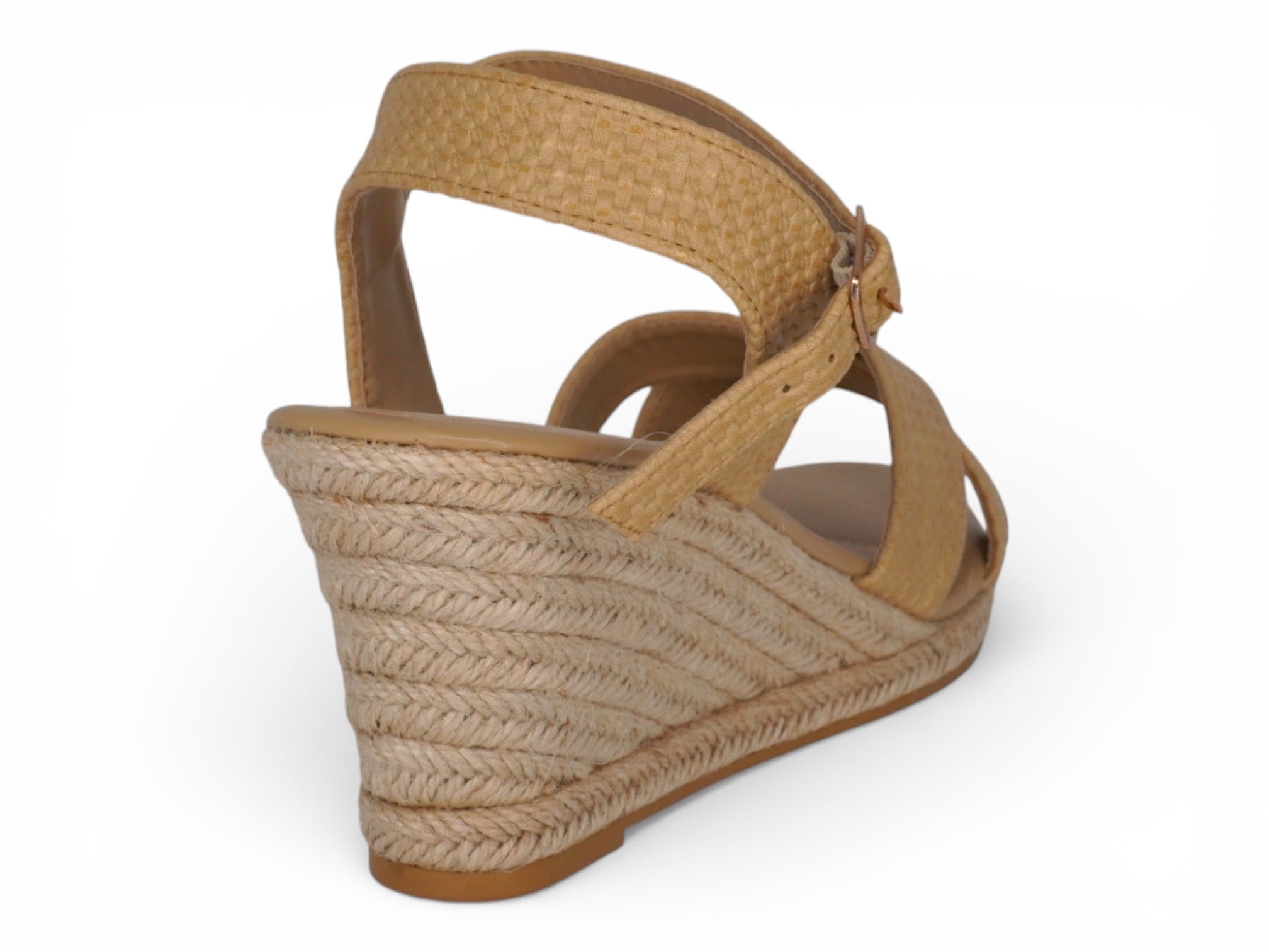 Women's Tan Faux Raffia Espadrille Wedge