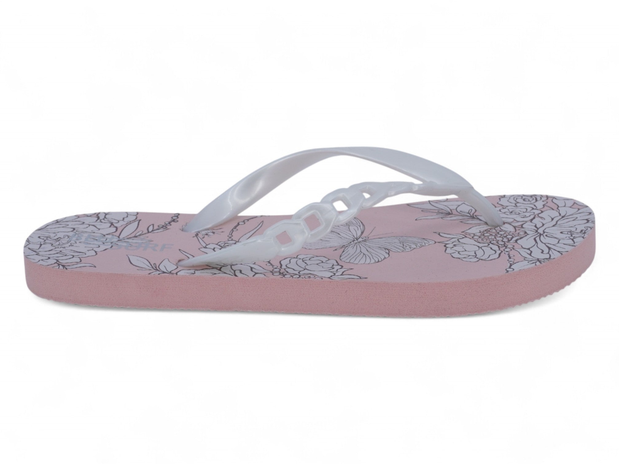 Women's Pink & White Butterfly Flip Flops