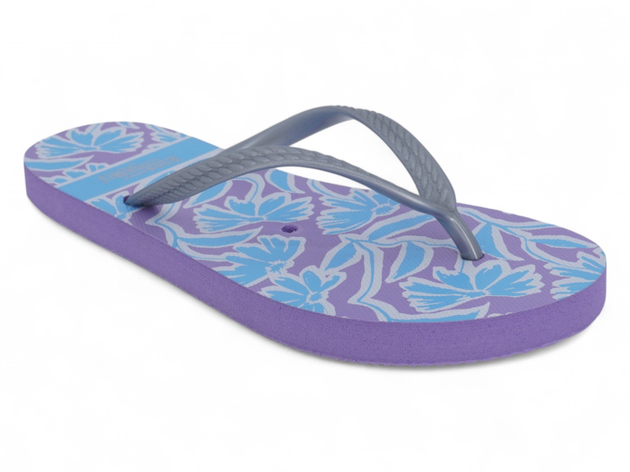 Women's Blue Leaf Print Flip Flops