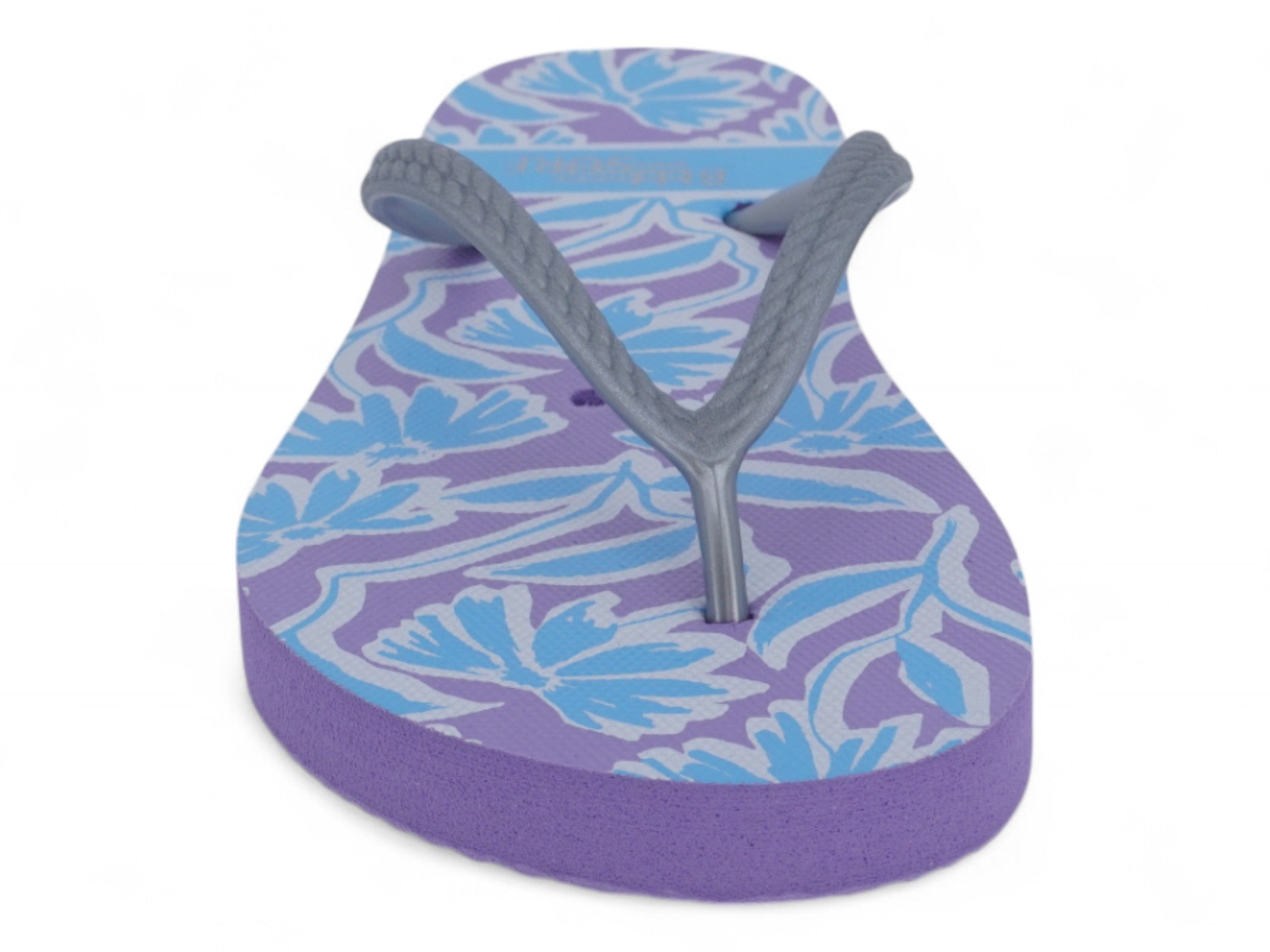 Women's Blue Leaf Print Flip Flops