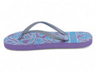 Women's Blue Leaf Print Flip Flops