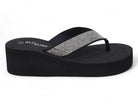 Women's Black Platform CZ Flip Flop