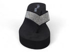 Women's Black Platform CZ Flip Flop