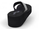 Women's Black Platform CZ Flip Flop