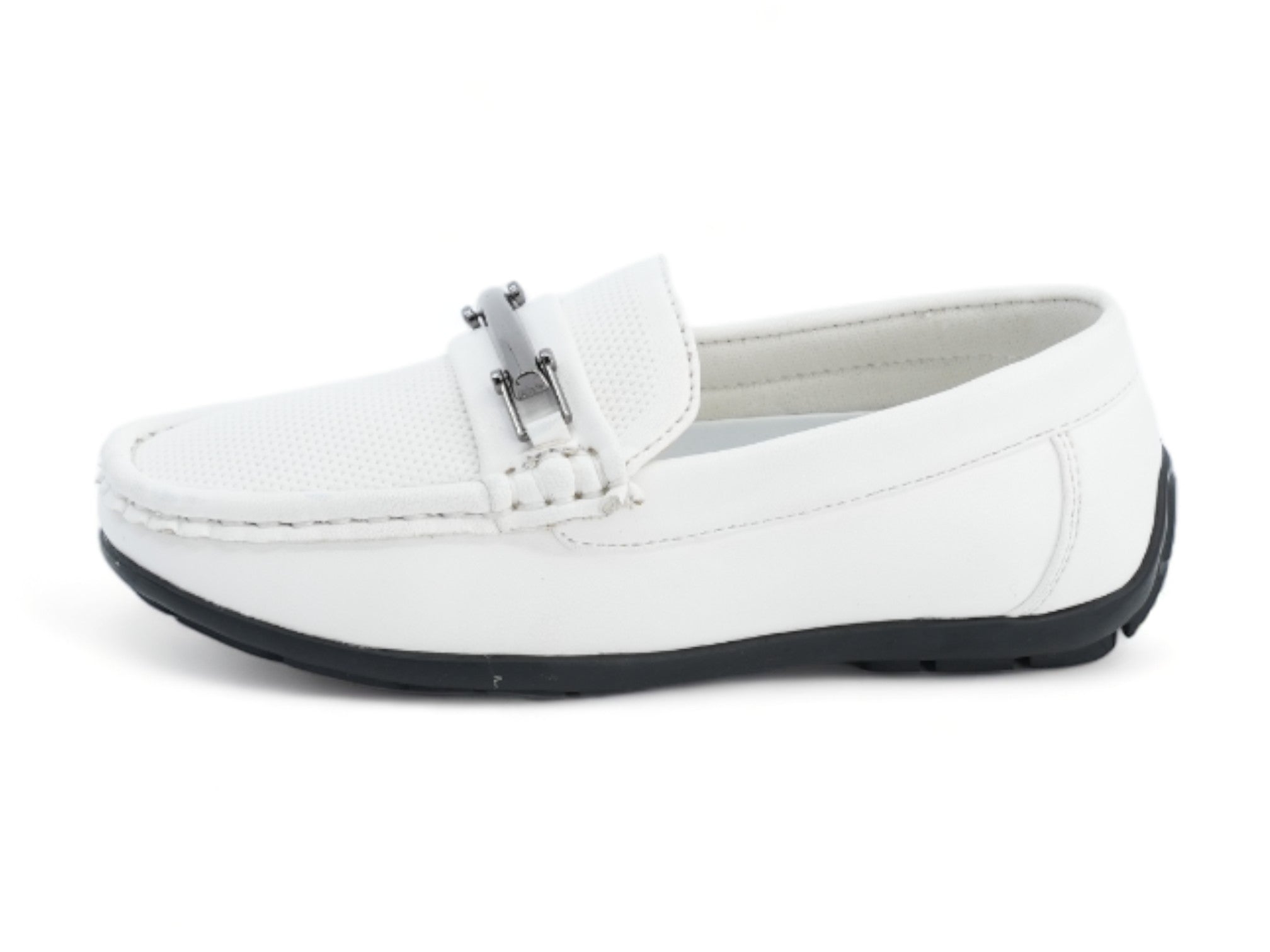Boys' White Moccasin Slip On