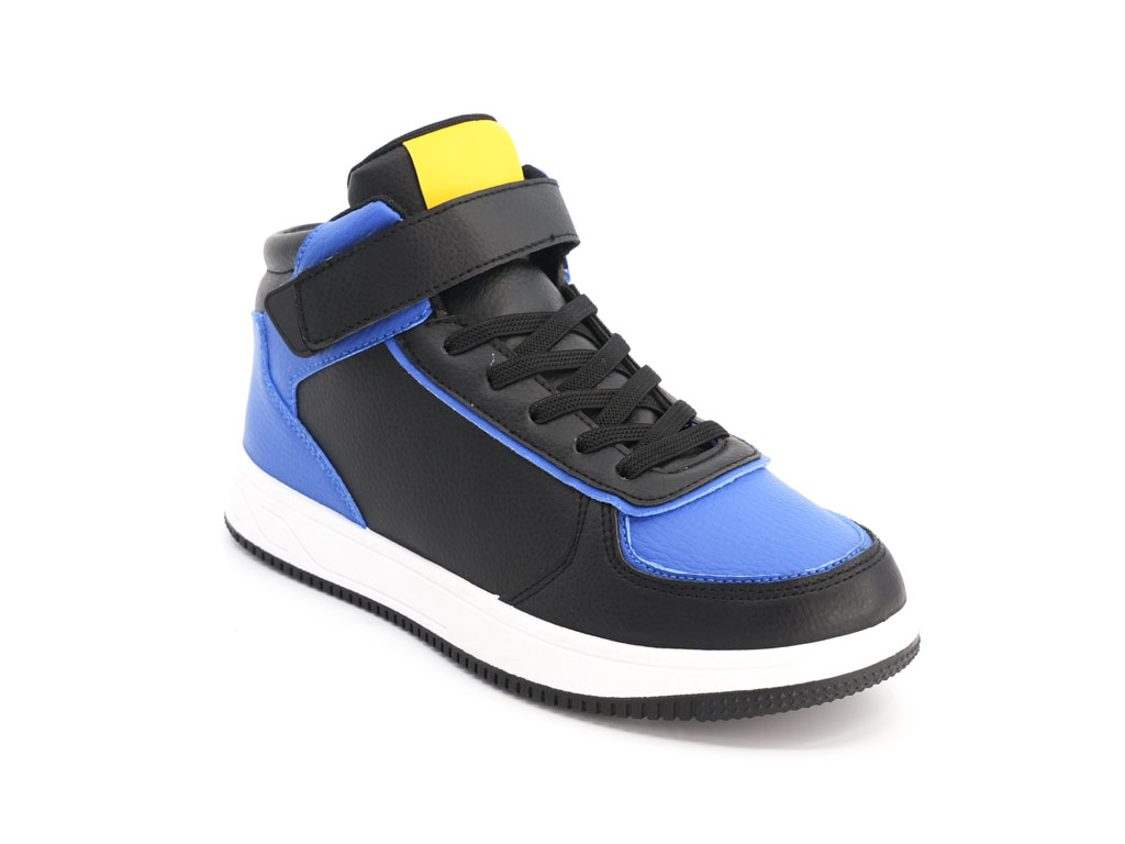 Toddler Black Blue & Yellow Mid Top