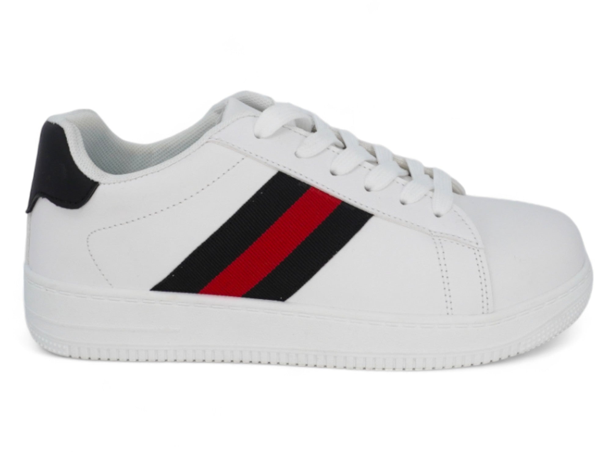 Boys' White Red Stripe Sneaker