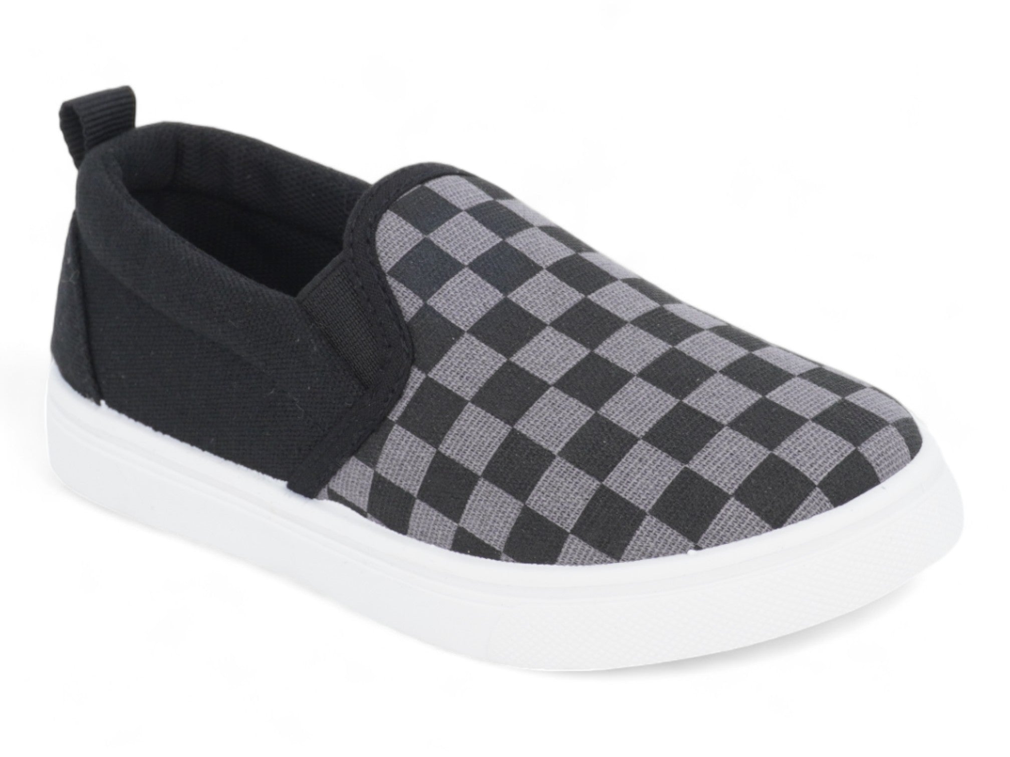 Boys' Black & Gray Checkered Slip On