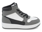 Boys' Gray & White Velcro High Top Sneaker
