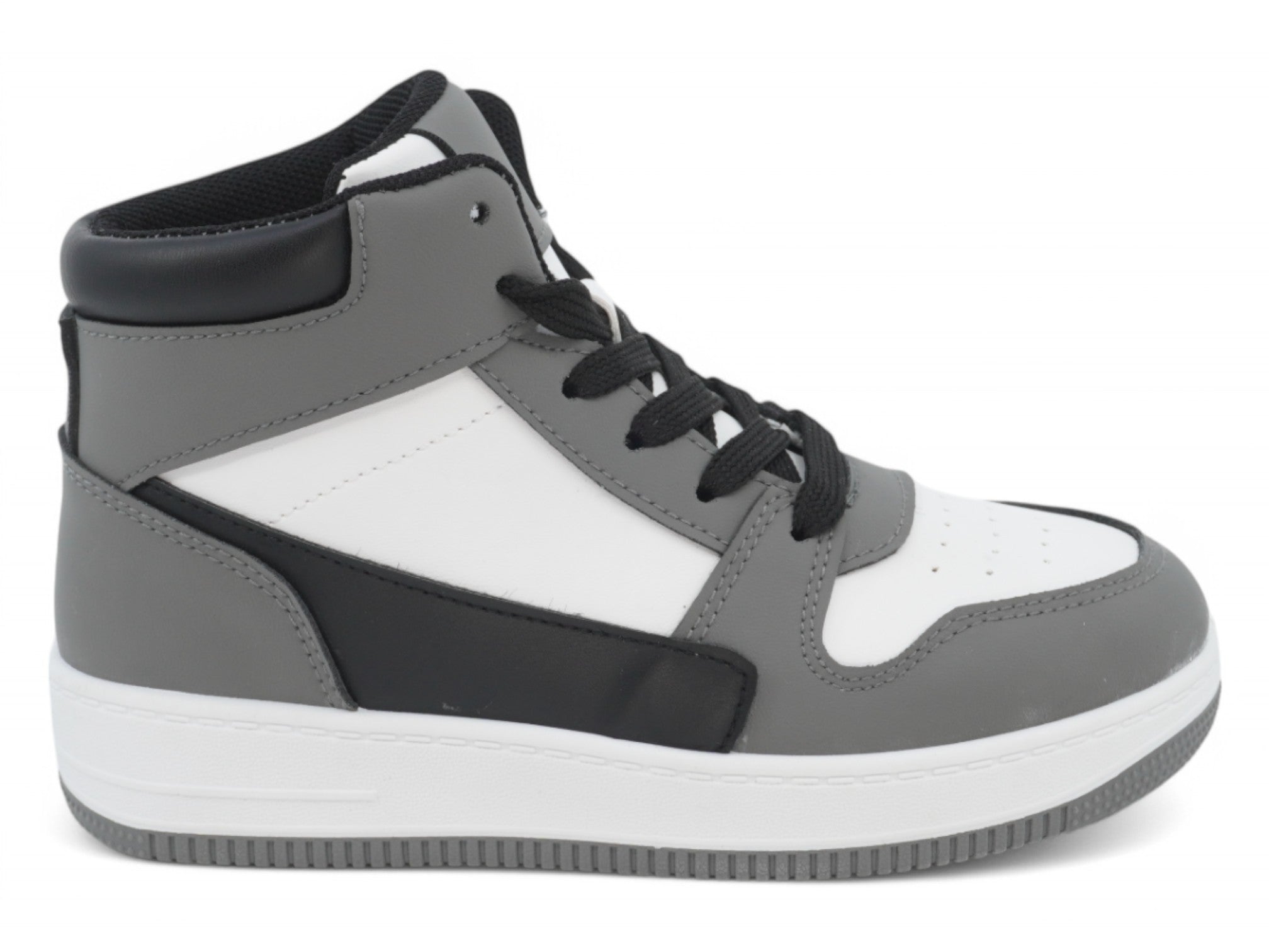 Boys' Gray & White Velcro High Top Sneaker