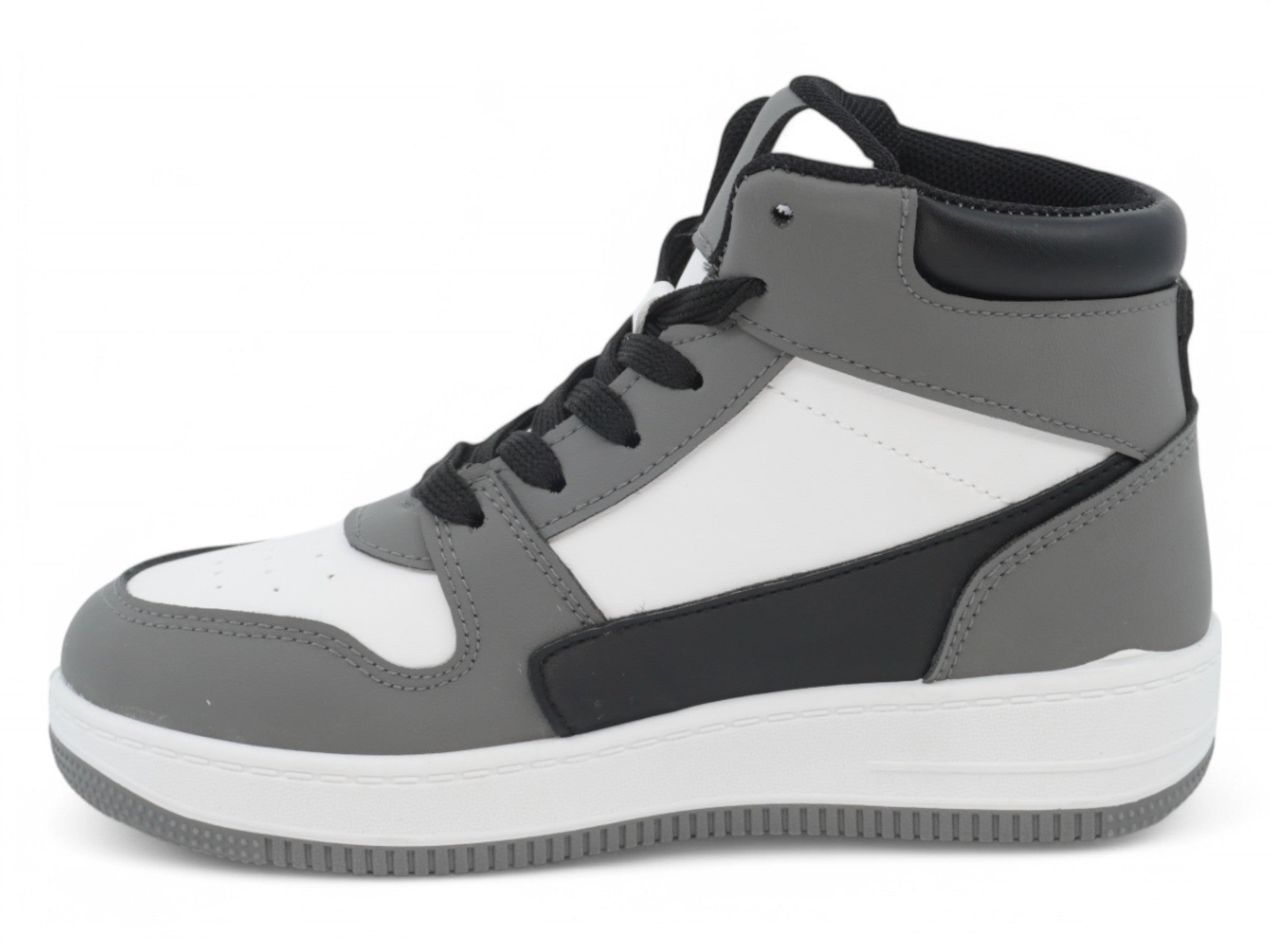 Boys' Gray & White Velcro High Top Sneaker