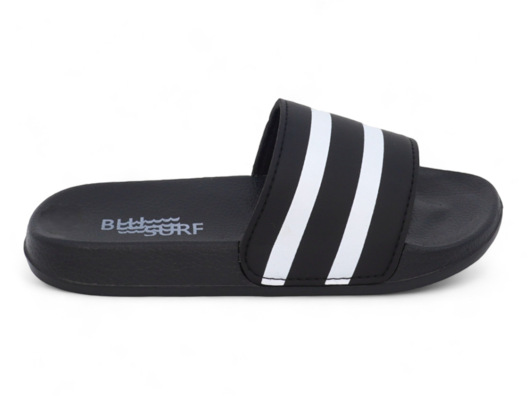 Boys' Black & White Stripe Slides