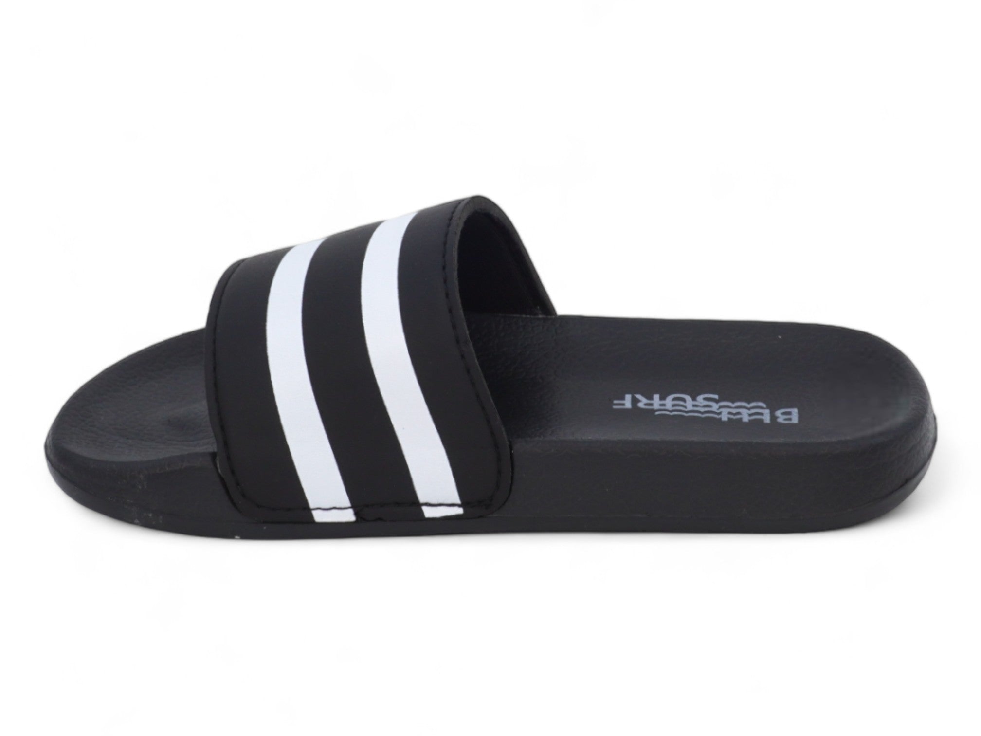 Boys' Black & White Stripe Slides
